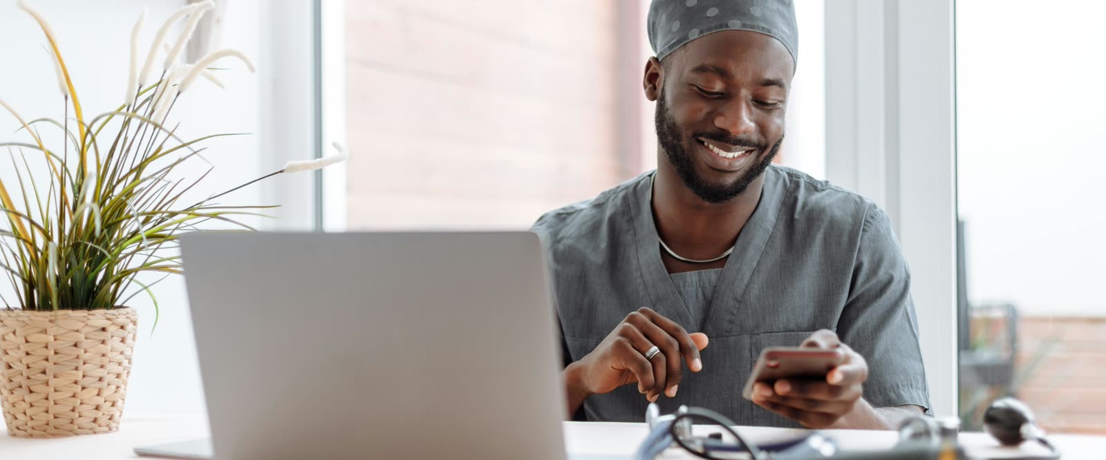 Doctor consulting with visitors in Senegal