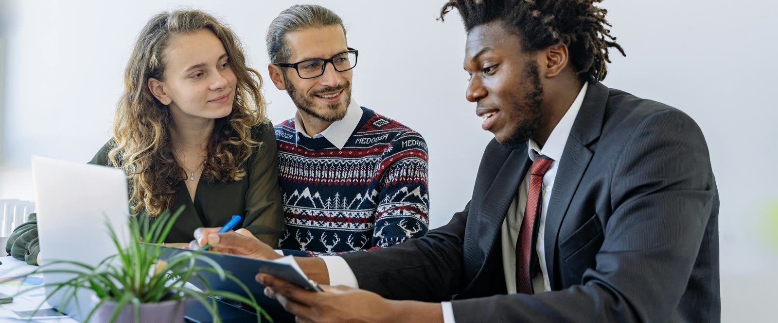 Entrepreneurs reviewing business documents